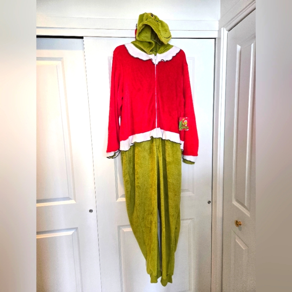 Dr Seuss The Grinch adult onesie union suit pajamas Large, NWT